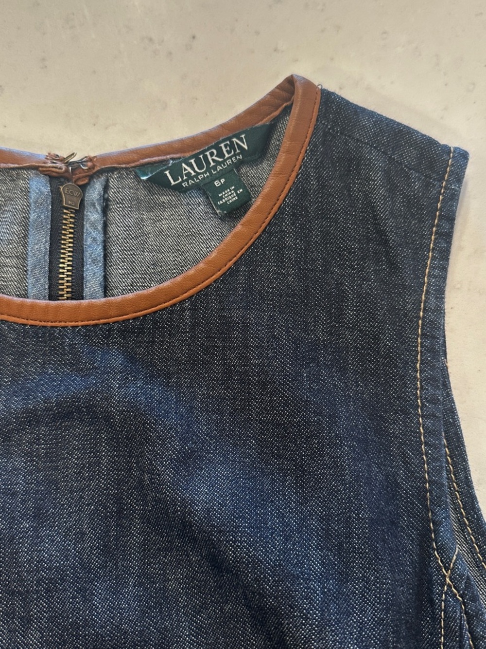 NWOT Ralph Lauren 100% Cotton + Leather Dress - Picture 4 of 7